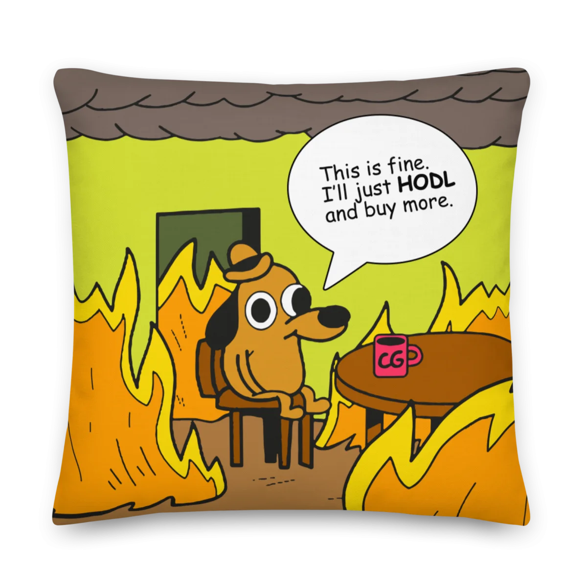 This Is Fine Crypto Meme Premium Pillow