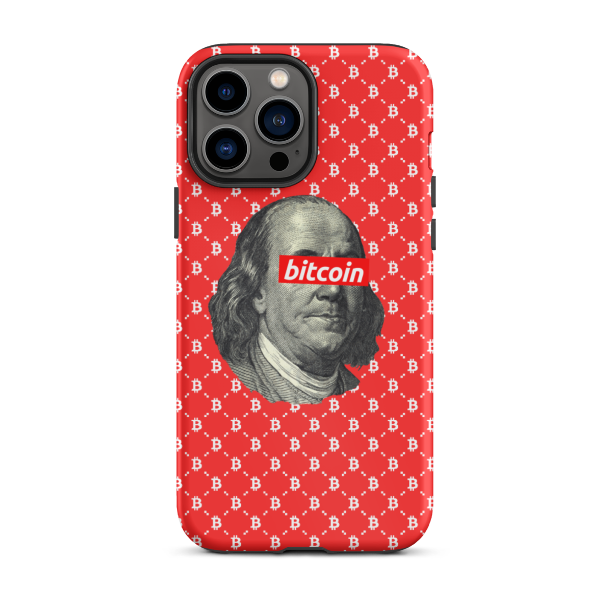 tough iphone case glossy iphone 13 pro max front 6345e4b9cd6d4 - Bitcoin x Benjamin Franklin (RED) Tough iPhone Case