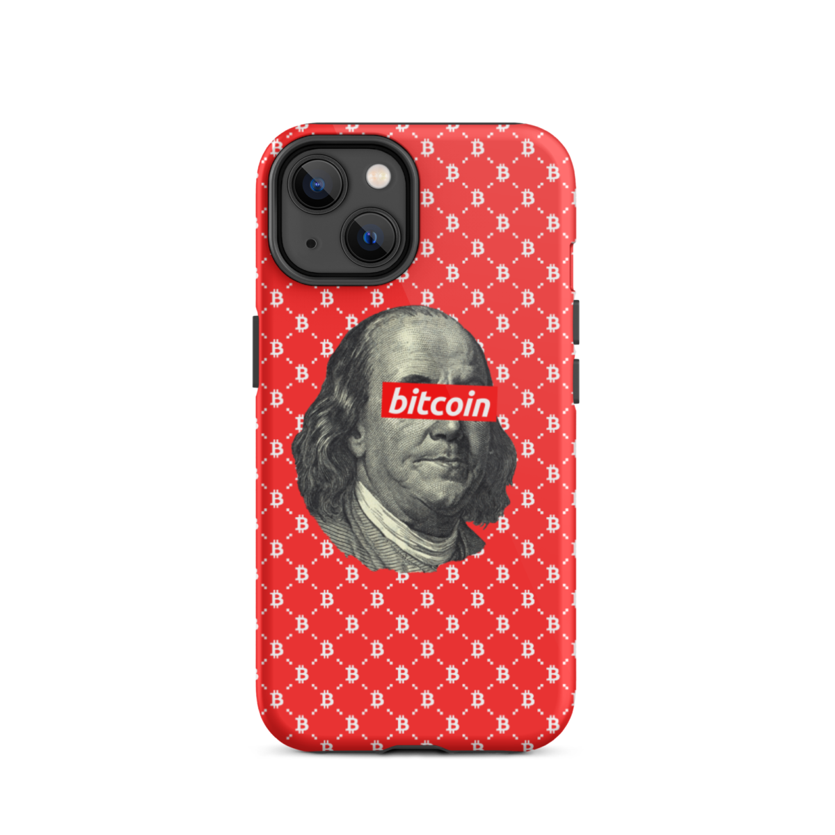 tough iphone case glossy iphone 14 front 6345e4b9cd790 - Bitcoin x Benjamin Franklin (RED) Tough iPhone Case