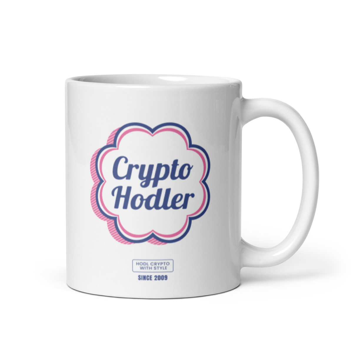 white glossy mug 11oz handle on right 635bd7dbb7bb0 - Crypto Hodler (Pink) Mug