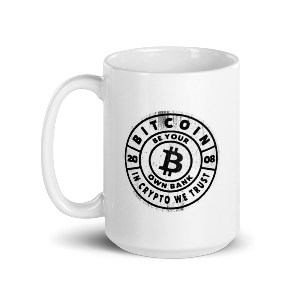 white glossy mug 15oz handle on left 635bd8f0c16bb - Bitcoin Be Your Own Bank mug