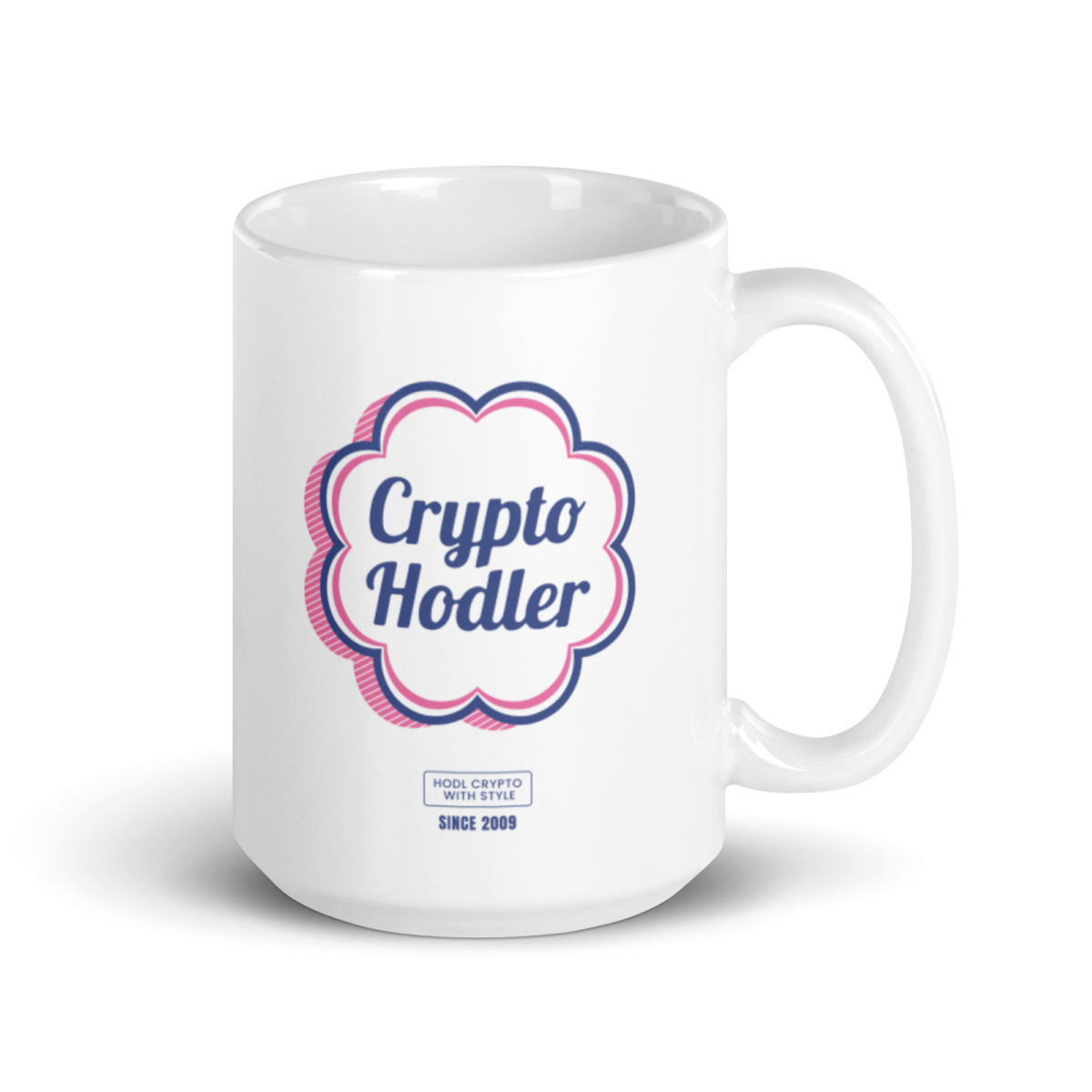white glossy mug 15oz handle on right 635bd7dbb999b - Crypto Hodler (Pink) Mug