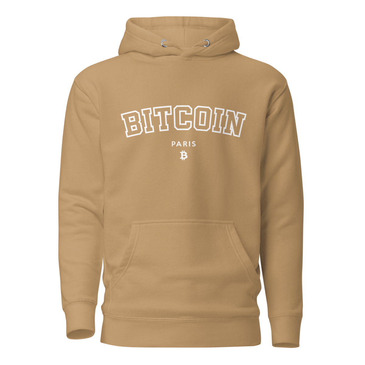 unisex premium hoodie khaki front 63796892118af - Bitcoin Paris Varsity Hoodie