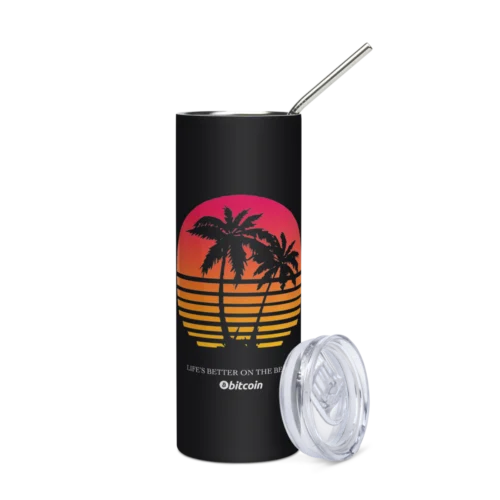 Bitcoin: Life’s Better On The Beach Stainless Steel Tumbler