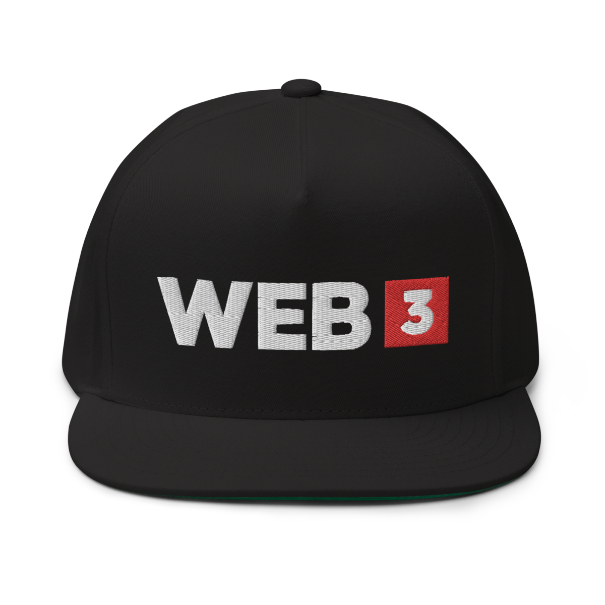flat bill cap black front 63ab0a99aea32 - WEB3 Snapback Hat