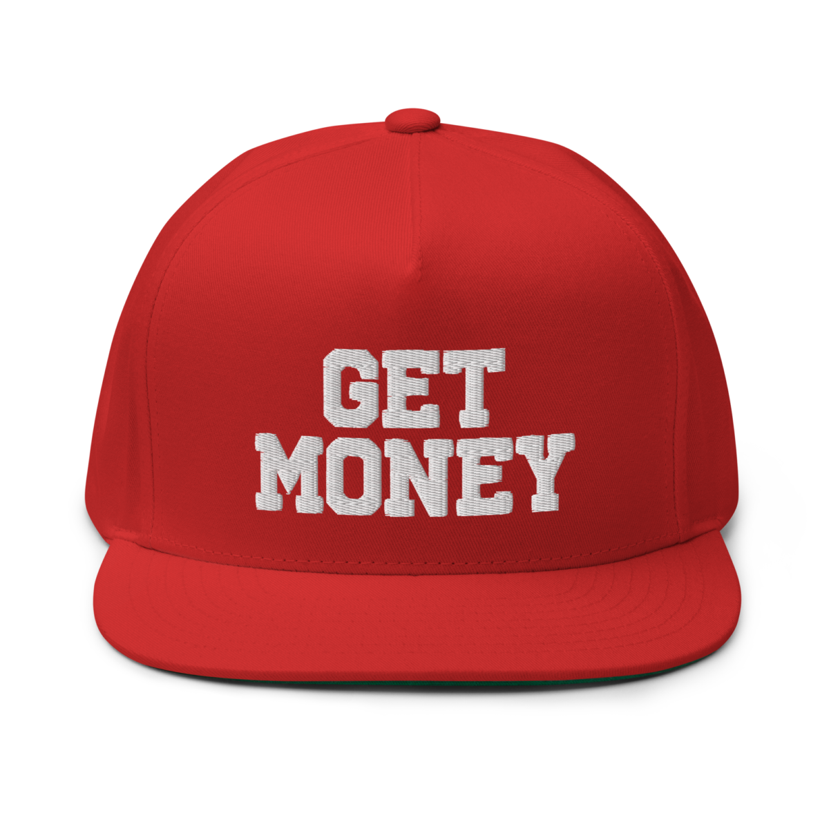 flat bill cap red front 63a3252f6aefc - Get Money Snapback Hat
