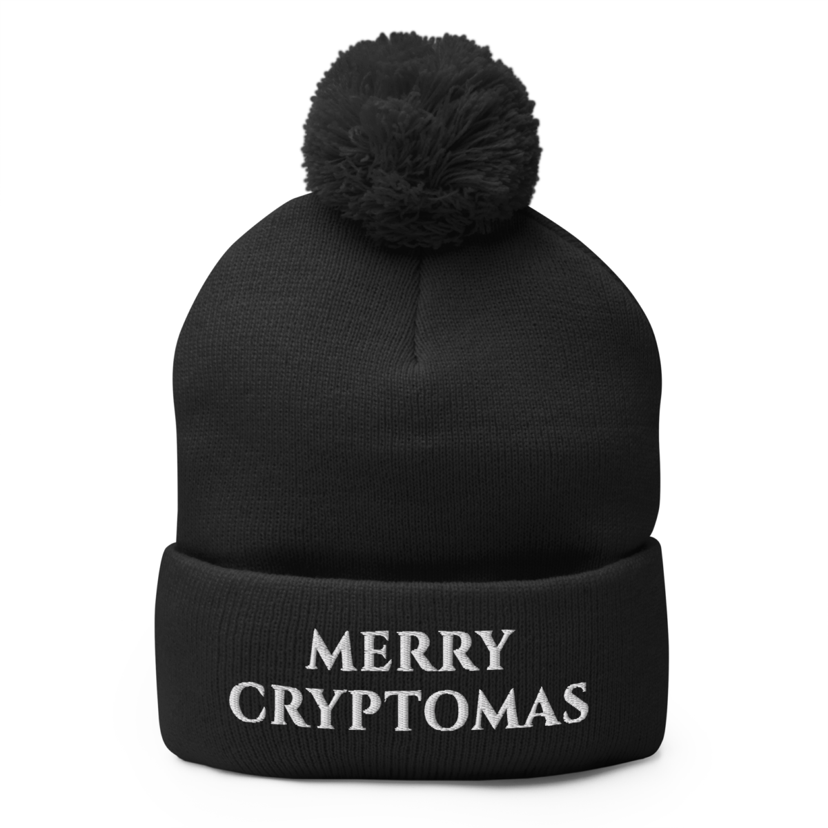 pom pom knit cap black front 638a6378a1e67 - Merry Cryptomas Pom-Pom Beanie