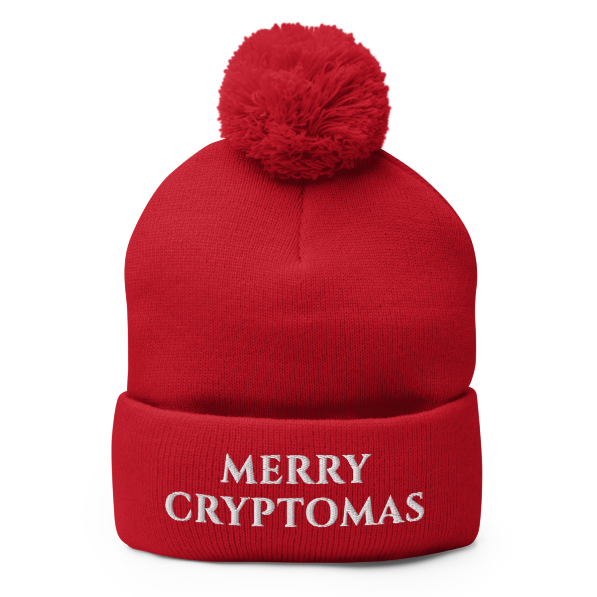 pom pom knit cap red front 638a6378659f2 - Merry Cryptomas Pom-Pom Beanie