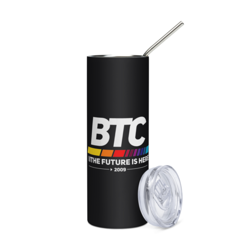 stainless steel tumbler black front 63a05d853c87b - Bitcoin: The Future Is Here Stainless Steel Tumbler