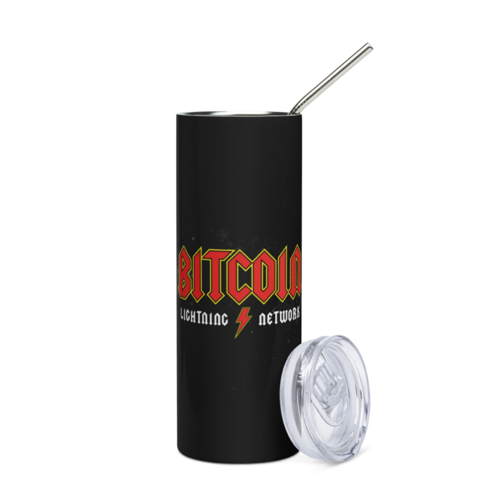 stainless steel tumbler black front 63a0605512640 - Bitcoin: Lightning Network Stainless Steel Tumbler