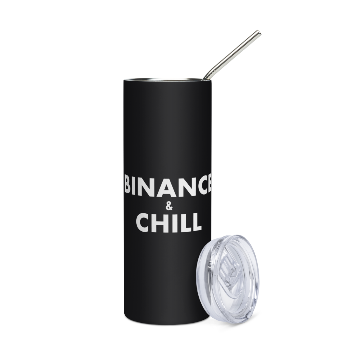 stainless steel tumbler black front 63a06185d8c45 - Binance & Chill Stainless Steel Tumbler