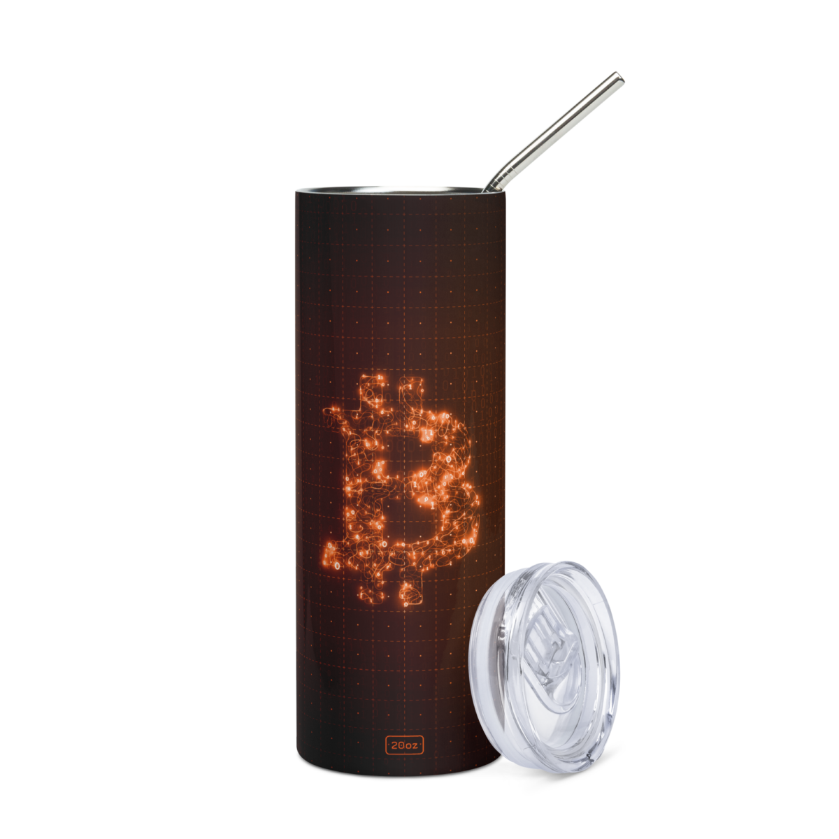 stainless steel tumbler black front 63a0843cd141e - Glowing Bitcoin Stainless Steel Tumbler