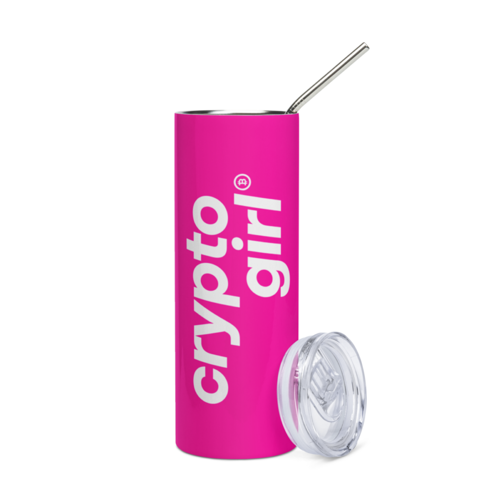stainless steel tumbler white front 63a0a93ae9e83 - Crypto Girl Pink Stainless Steel Tumbler