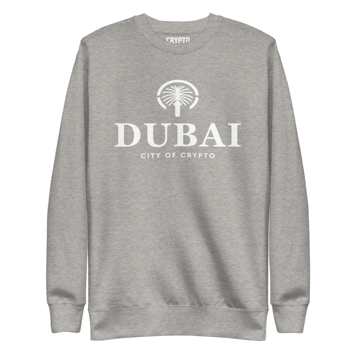 unisex premium sweatshirt carbon grey front 63a1e7219036c - Dubai: City of Crypto Sweatshirt
