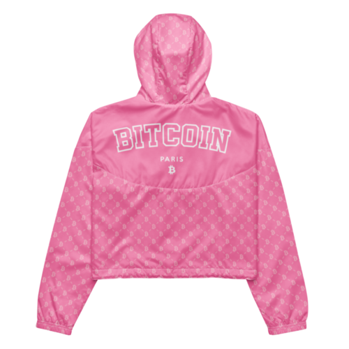 Bitcoin Paris Light Pink Women’s Cropped Windbreaker