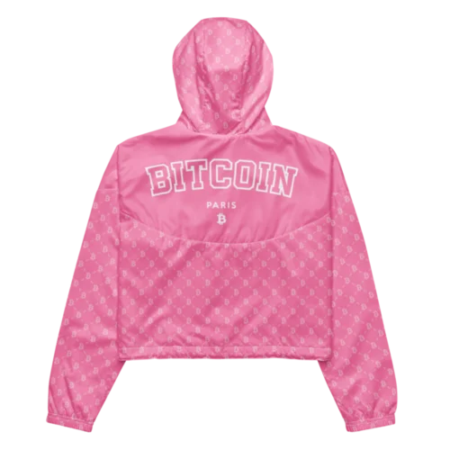 Bitcoin Paris Light Pink Women’s Cropped Windbreaker