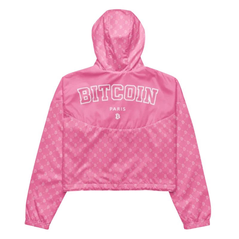Bitcoin Paris Light Pink Women’s Cropped Windbreaker