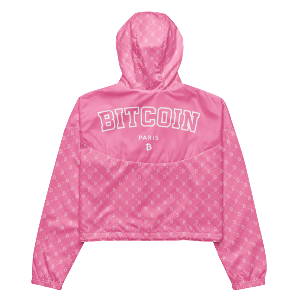 Bitcoin Paris Light Pink Women’s Cropped Windbreaker