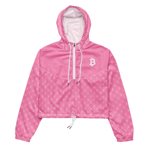 Bitcoin Paris Light Pink Women’s Cropped Windbreaker