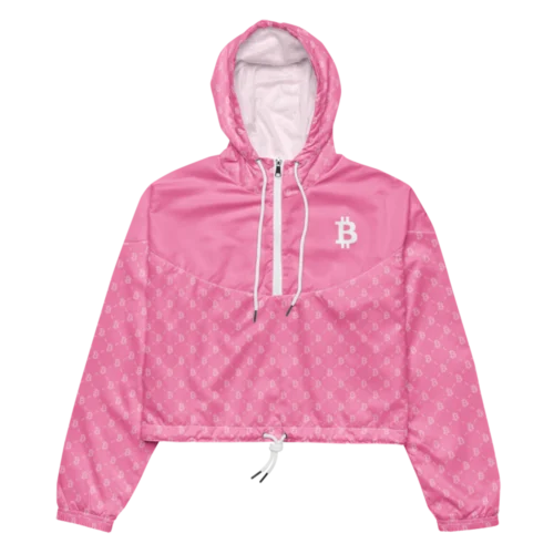 Bitcoin Paris Light Pink Women’s Cropped Windbreaker