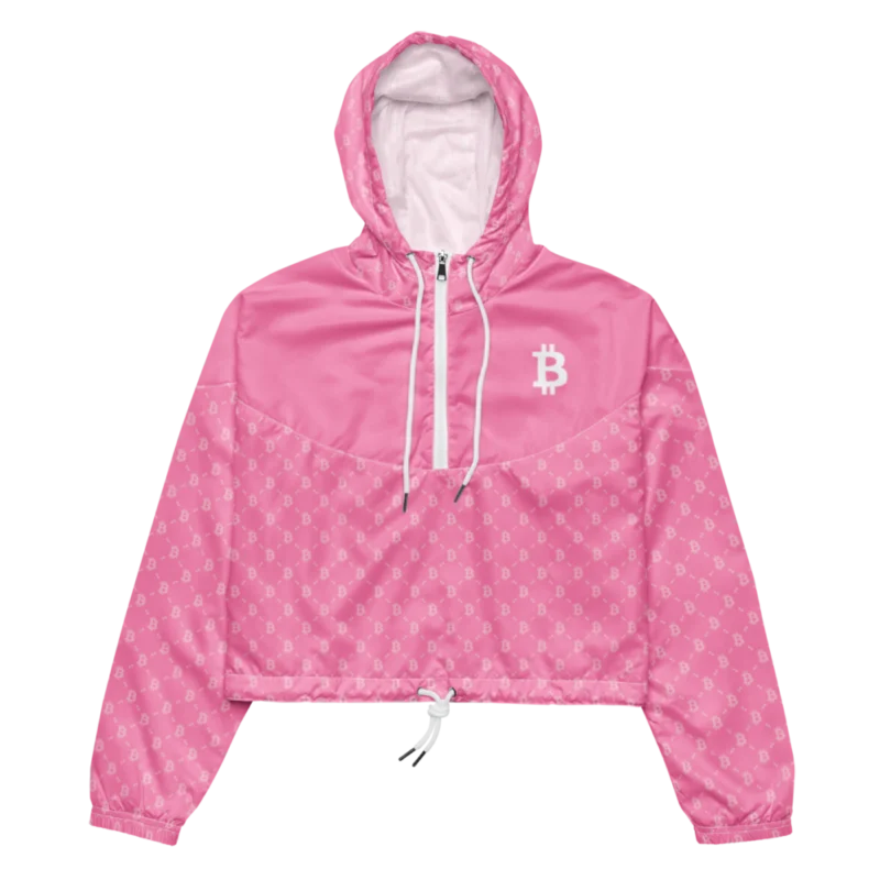 Bitcoin Paris Light Pink Women’s Cropped Windbreaker