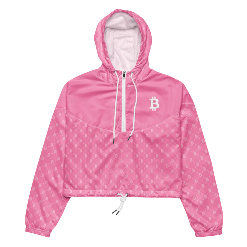 Bitcoin Paris Light Pink Women’s Cropped Windbreaker