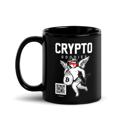 black glossy mug black 11oz handle on left 63cb191b7256d - Bitcoin x Crypto Goodies Black Glossy Mug