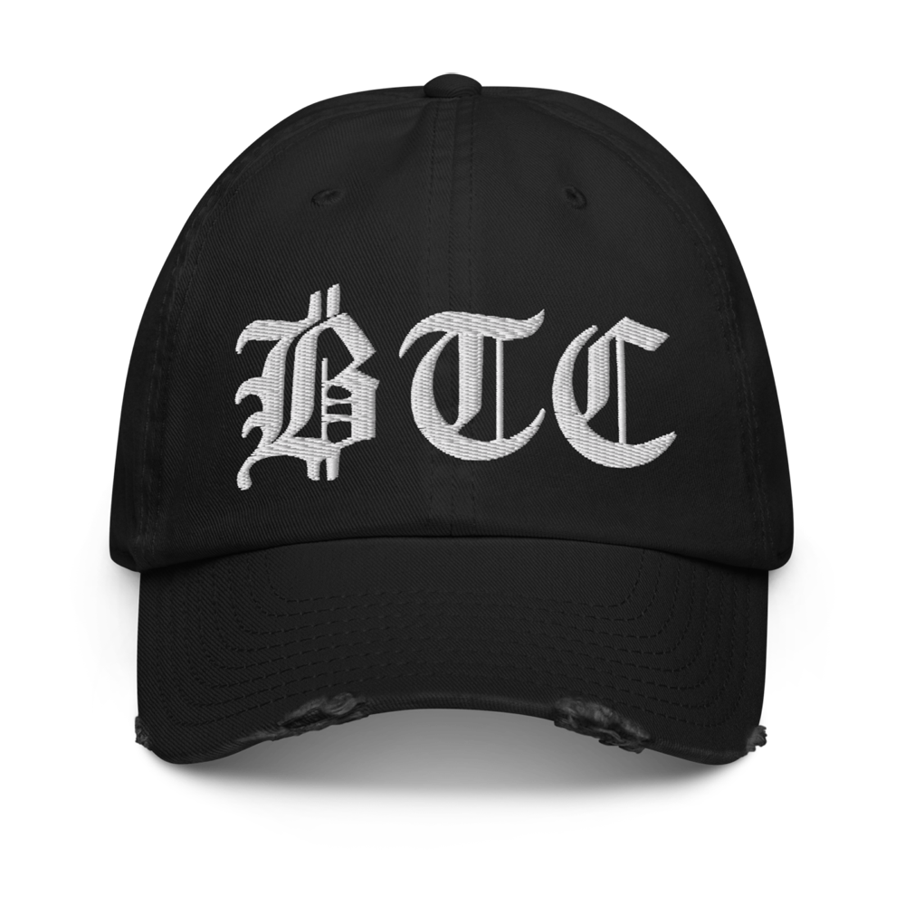distressed baseball cap black front 63ba142ff41e5 - BTC Distressed Baseball Cap