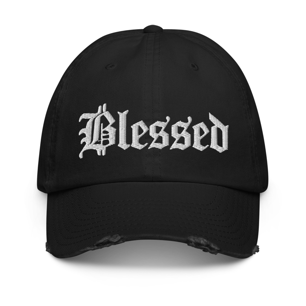 distressed baseball cap black front 63cb1674316d0 - Blessed Distressed Baseball Cap
