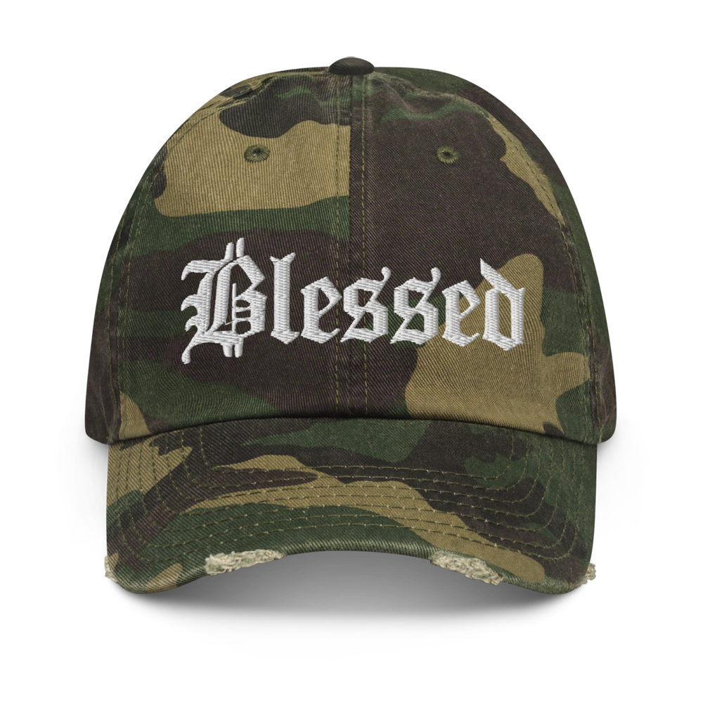 distressed baseball cap camouflage front 63cb1673efe7a - Blessed Distressed Baseball Cap