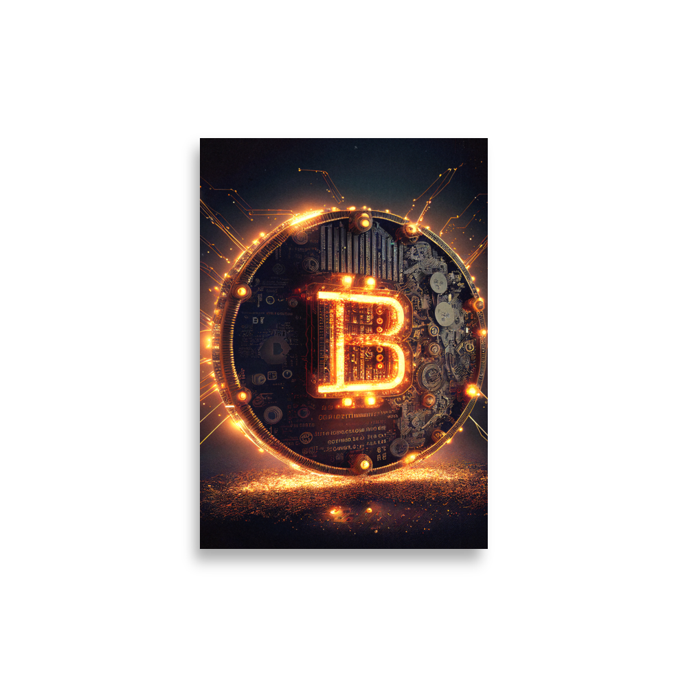 enhanced matte paper poster cm 21x30 cm front 63b4536b65708 - Bitcoin: Glowing Coin Poster