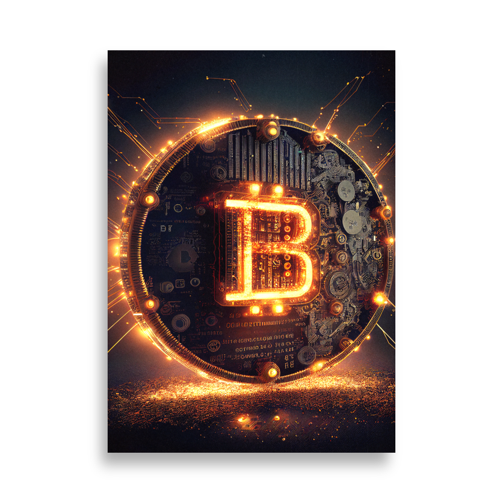 enhanced matte paper poster cm 50x70 cm front 63b4536b6581a - Bitcoin: Glowing Coin Poster