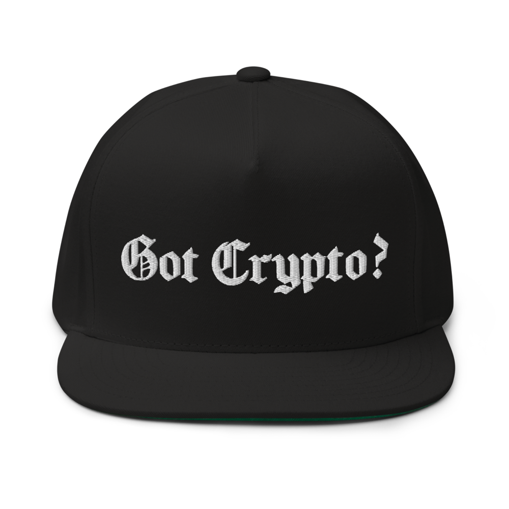 flat bill cap black front 63bf20c42bb4e - Got Crypto? Snapback Hat