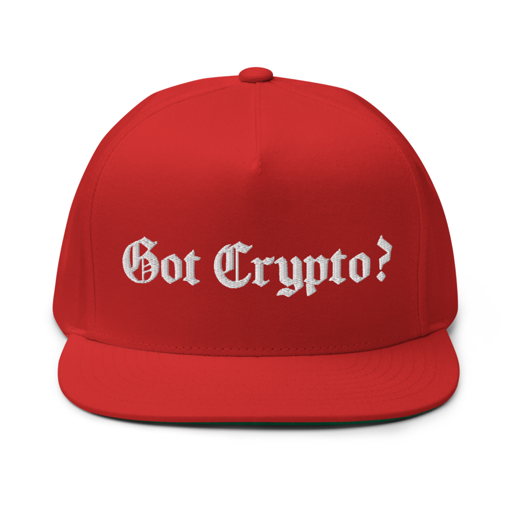 flat bill cap red front 63bf20c42be28 - Got Crypto? Snapback Hat