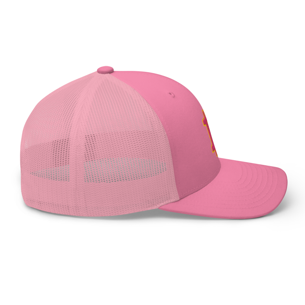 retro trucker hat pink right 63d3fc38ed1bf - Bitcoin Pink Trucker Cap