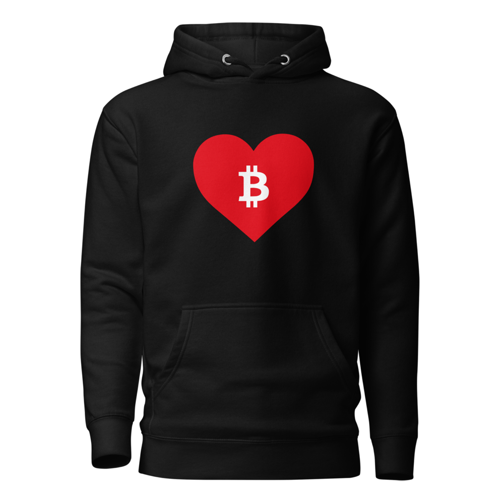 unisex premium hoodie black front 63bf0ea3c587b - Bitcoin: Red Heart Hoodie