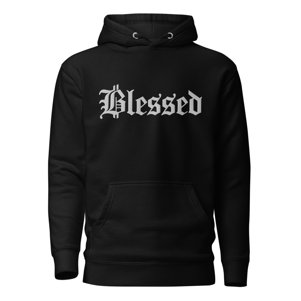 unisex premium hoodie black front 63cb121480310 - Blessed (Embroidery) Hoodie