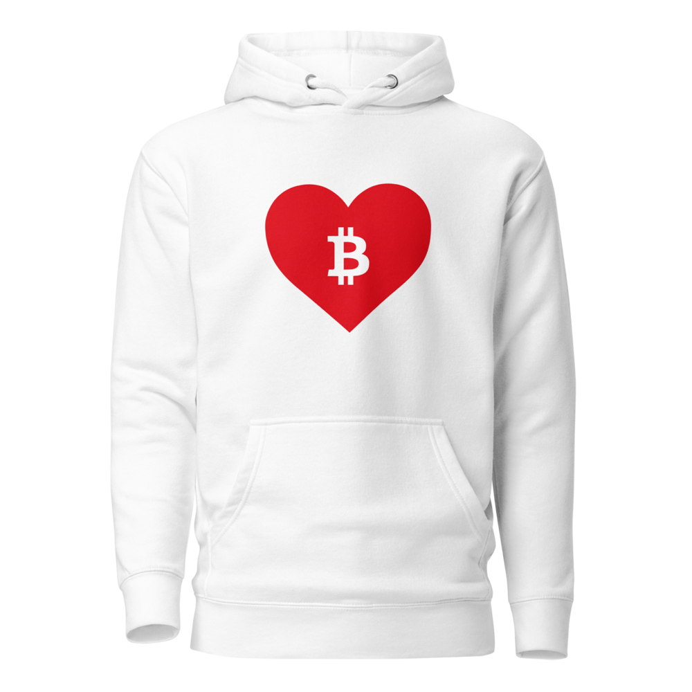 unisex premium hoodie white front 63bf0ea3c344c - Bitcoin: Red Heart Hoodie