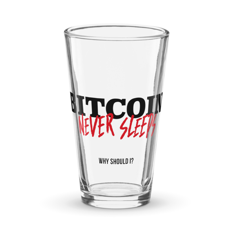 Bitcoin Never Sleeps Pint Glass