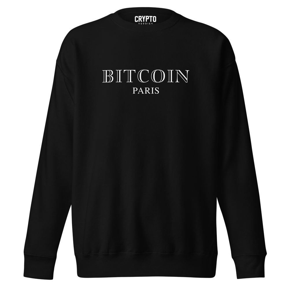 unisex premium sweatshirt black front 63f9037ee0ec8 - Bitcoin Paris Premium Sweatshirt