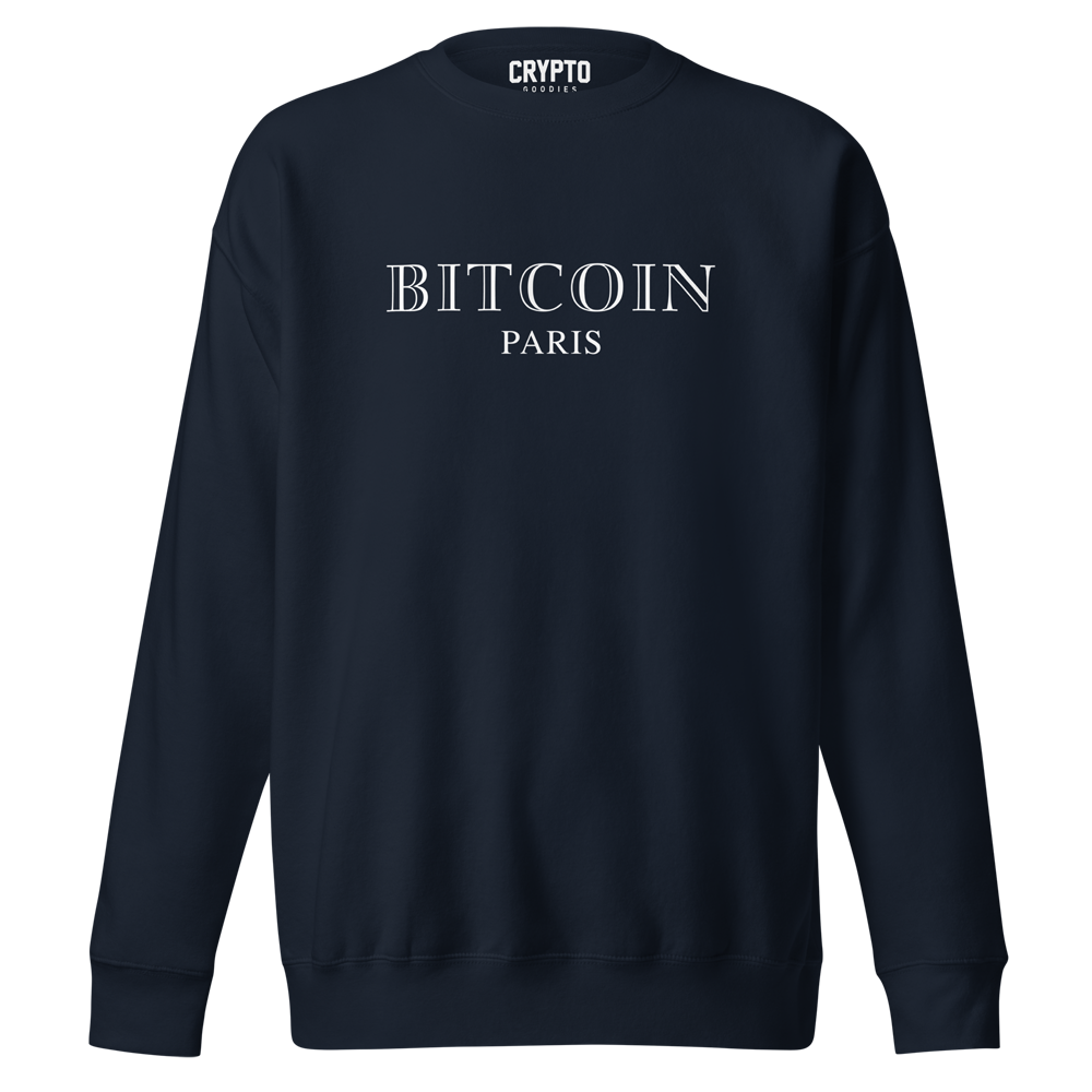 unisex premium sweatshirt navy blazer front 63f9037edeb31 - Bitcoin Paris Premium Sweatshirt