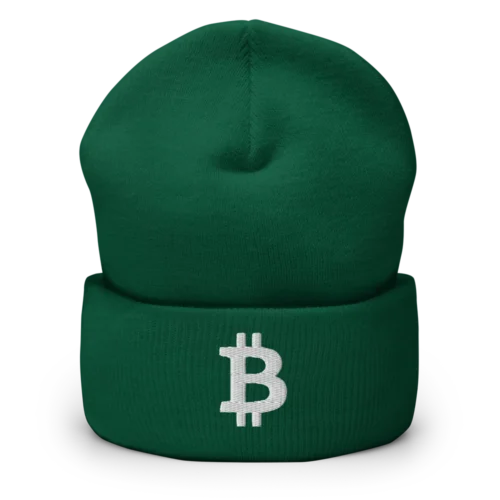 Bitcoin Green Cuffed Beanie