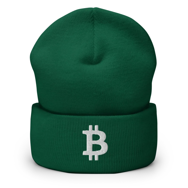 Bitcoin Green Cuffed Beanie