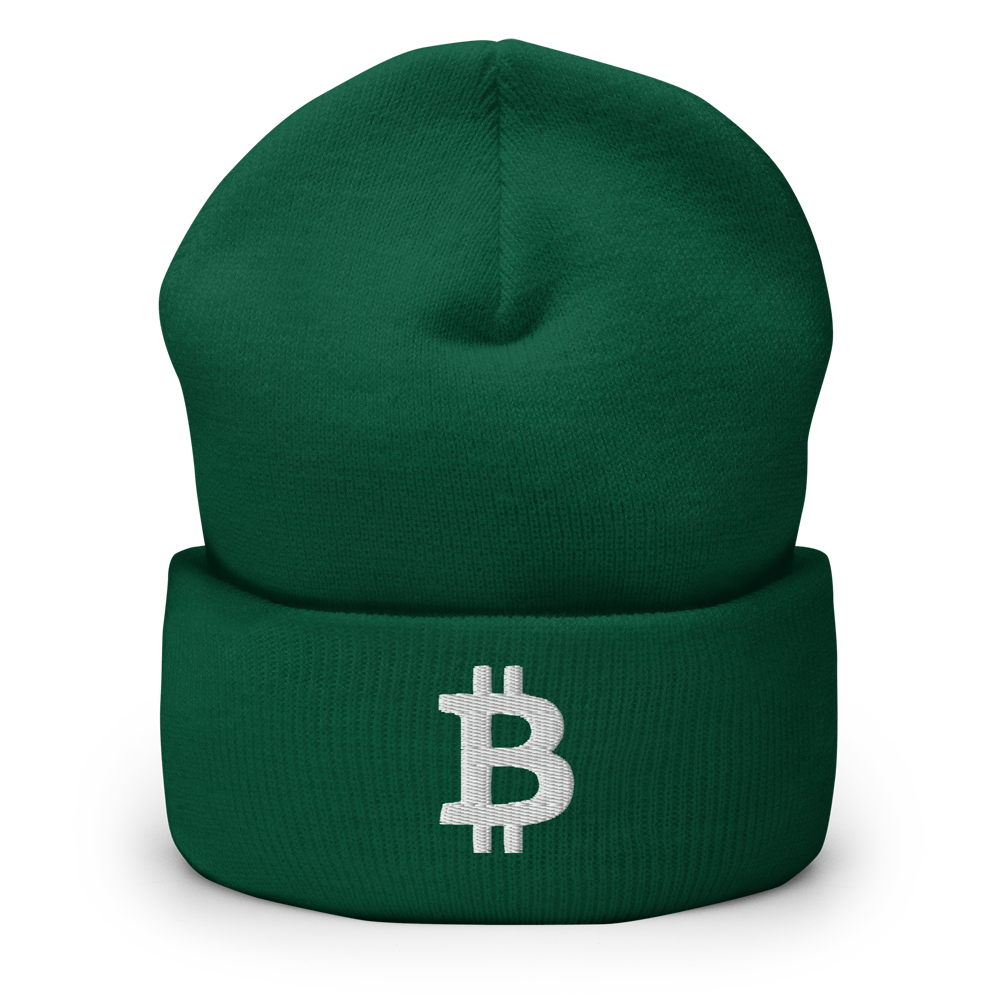 Bitcoin Green Cuffed Beanie