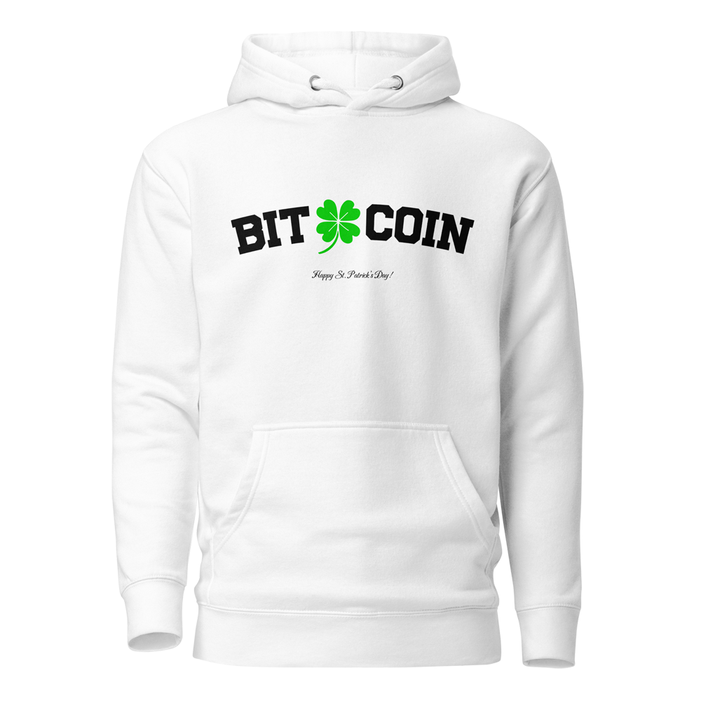 unisex premium hoodie white front 64050fb18c851 - Bitcoin x St. Patrick's Day Hoodie