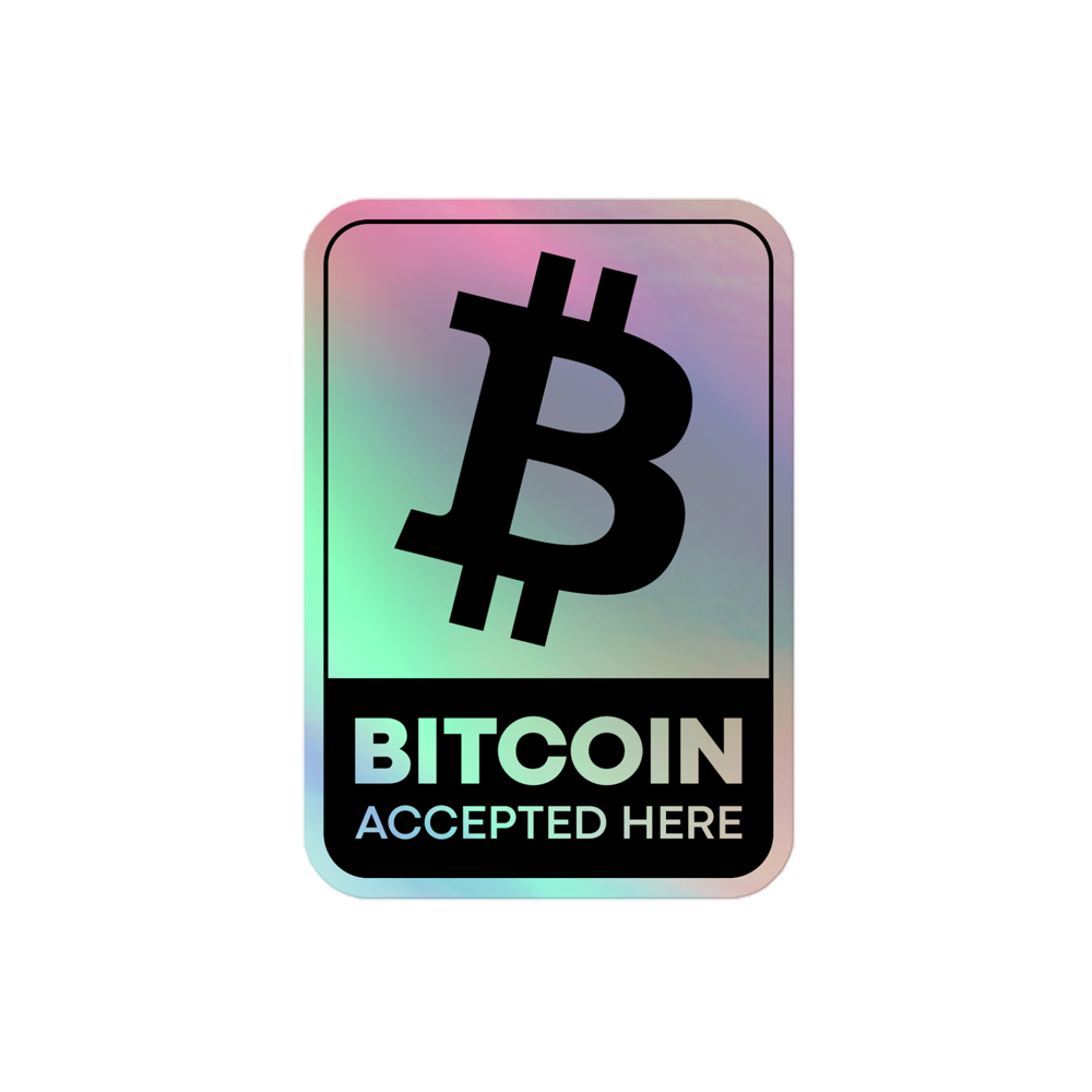 kiss cut holographic stickers grey 4x4 front 646ccd17f0630 - Bitcoin Accepted Here V2 Holographic stickers
