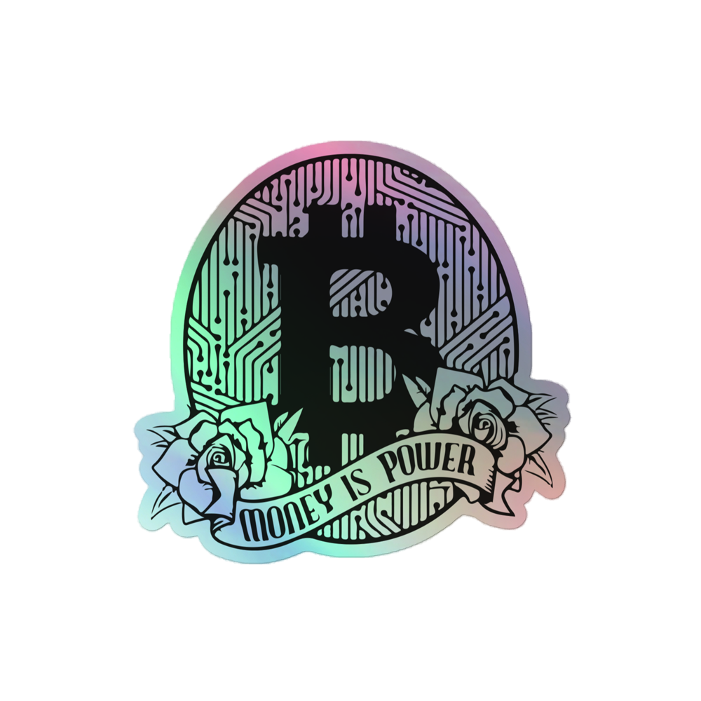 kiss cut holographic stickers grey 4x4 front 646cd50dc6f25 - Bitcoin: Money is Power Holographic Sticker