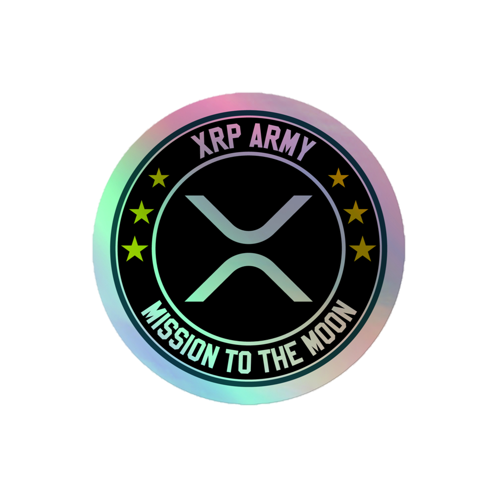kiss cut holographic stickers grey 4x4 front 646ce638b4d42 - XRP Army: Mission To The Moon Holographic Sticker