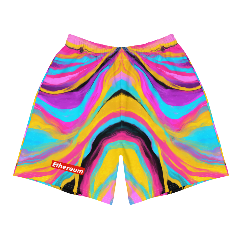 all over print mens recycled athletic shorts white front 6494a3a733f4b - Ethereum Psychedelic Men's Beach Shorts