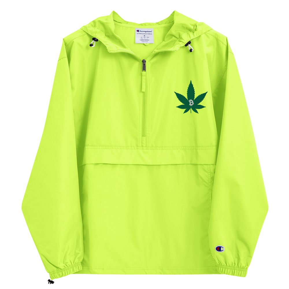 embroidered champion packable jacket safety green front 647898030edcd - Bitcoin & Weed Champion Packable Jacket